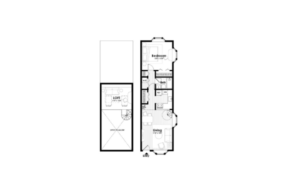 A02 - 1 bedroom floorplan layout with 1 bathroom and 794 square feet