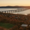 aerial of body of water and a bridge