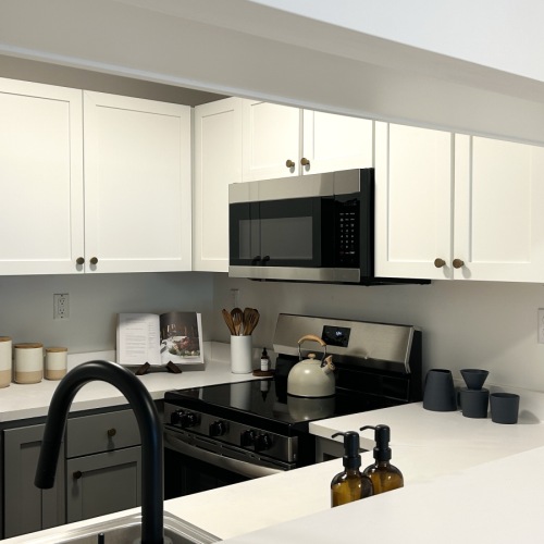 An airy kitchen filled with natural light and finished to perfection