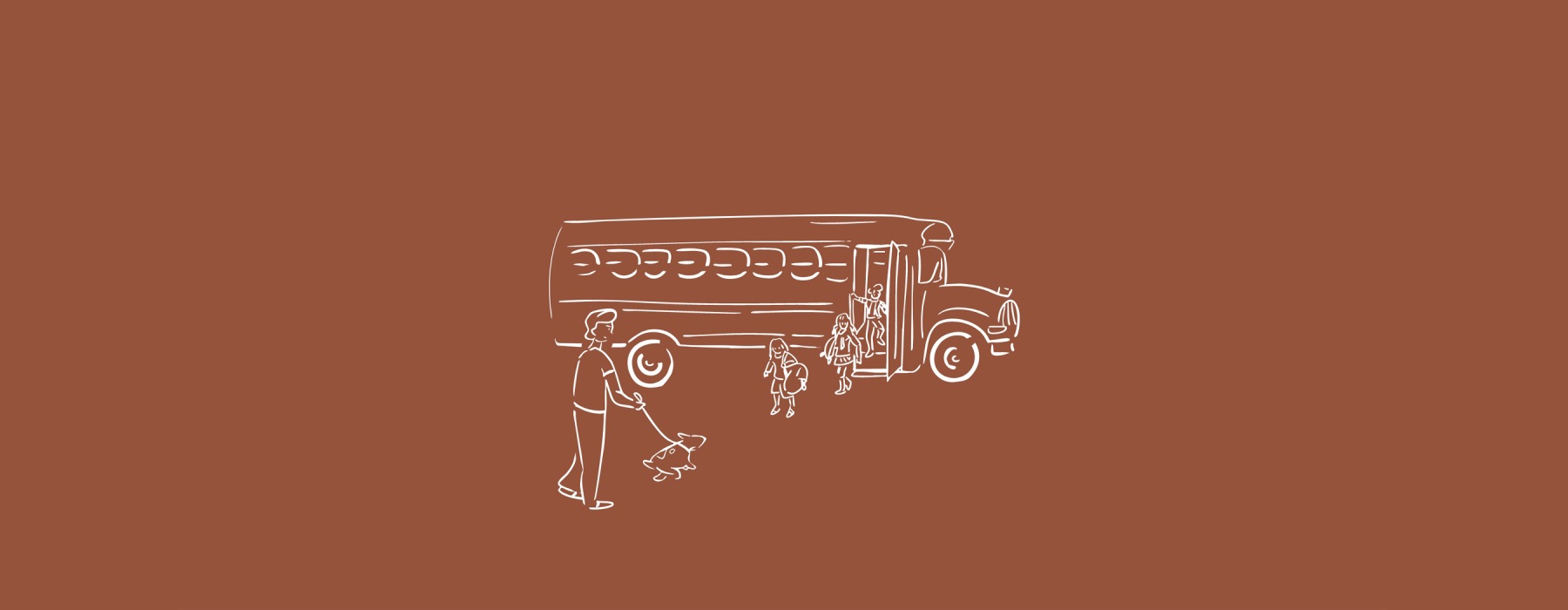a drawing of a school bus with people outside of it